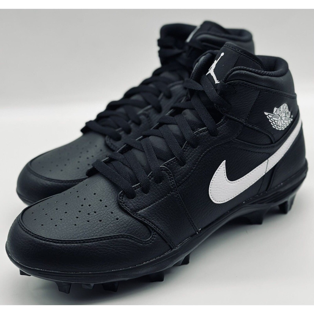 NEW Nike Jordan 1 Mid TD Football Cleats Black White FJ6805-001 Mens Size Multi